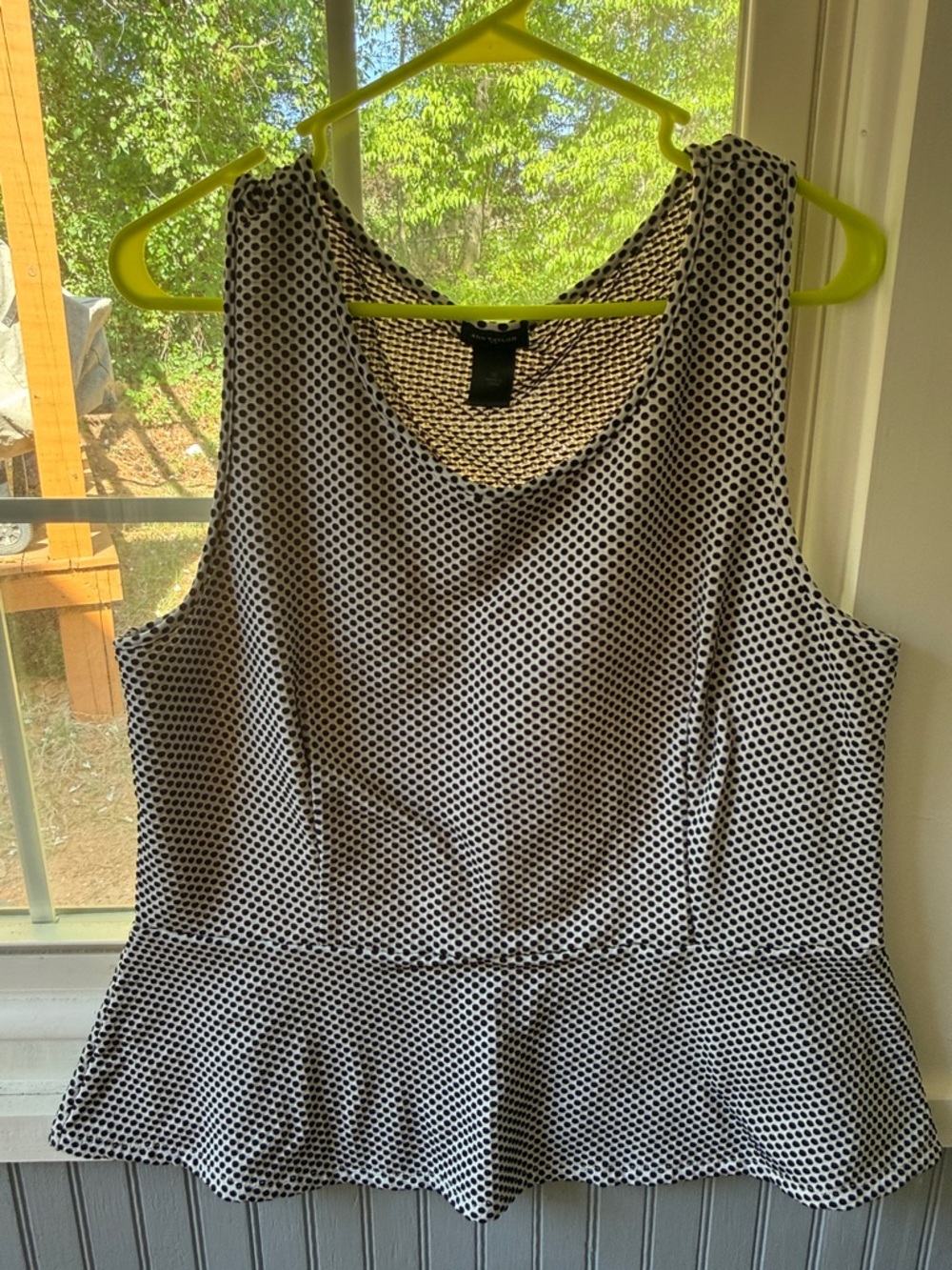 Ann Taylor Black and White Polka Dot Peplum Tank